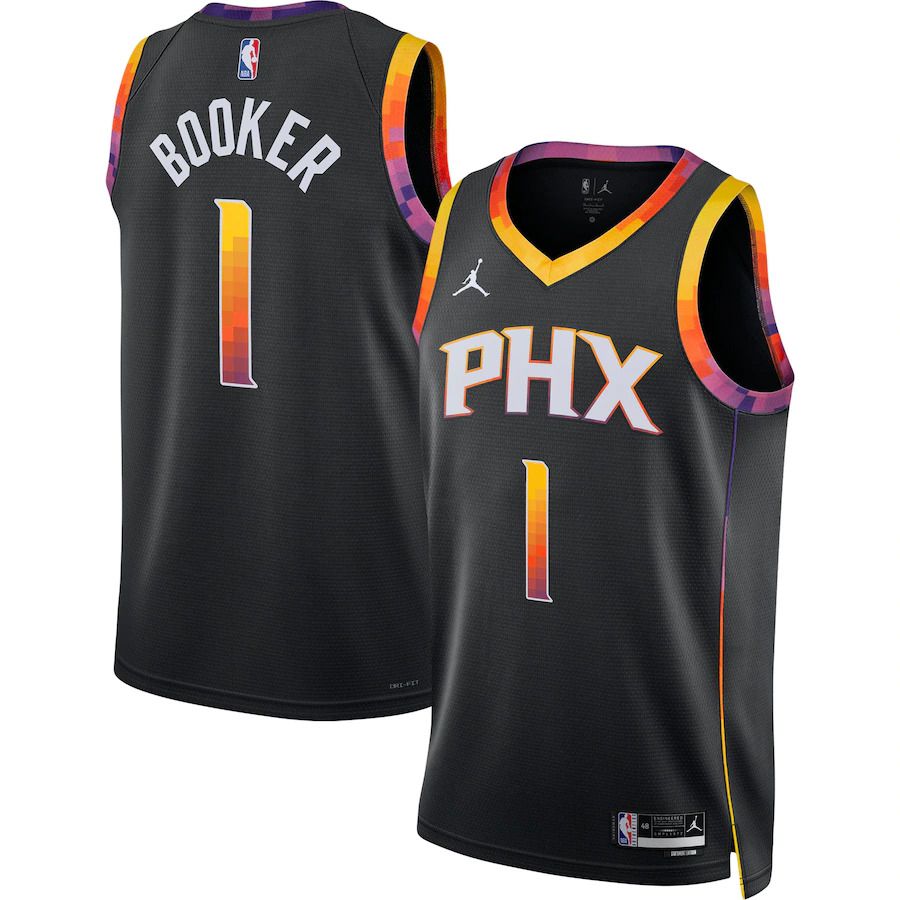 Men Phoenix Suns #1 Devin Booker Jordan Brand Black 2022-23 Statement Edition Swingman NBA Jersey